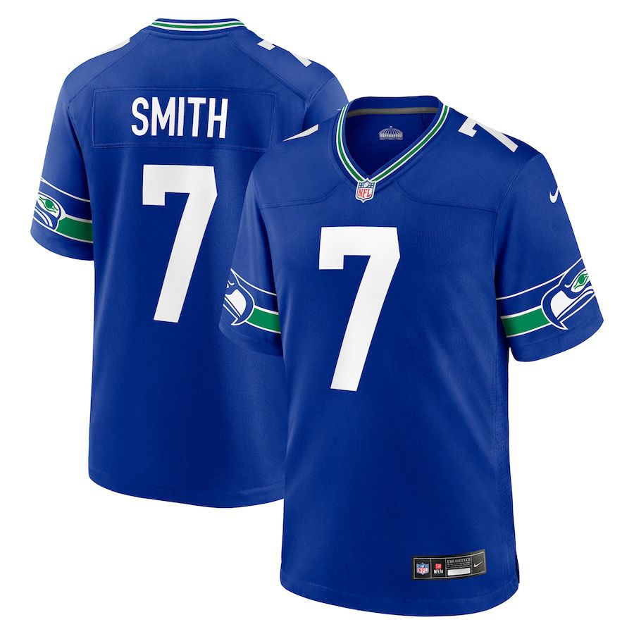 Men Seattle Seahawks #7 Geno Smith Nike Royal Throwback Player Game NFL Jersey